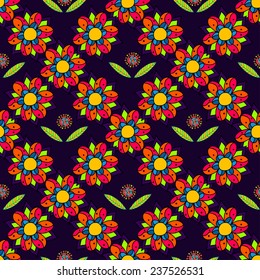 Art flower seamless pattern on thebackground. Vector illustration.