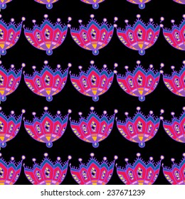 Art flower seamless pattern on thebackground. Vector illustration.