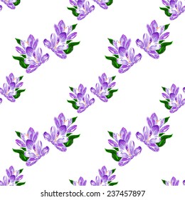 Art flower violet seamless on white  background. Vector illustration.