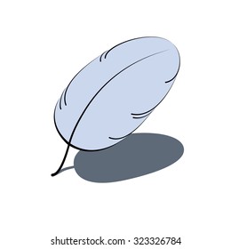 Art fluffy feather on the ground, feather in cartoon pics