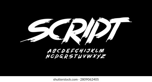 art font wild alphabet dynamic handwritten font for modern bold braush roll logo, spirited expressive headline, youth urban typography vibe. Rebellious art typographic design. Vector typeset
