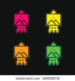 Art four color glowing neon vector icon
