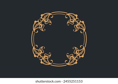 Art frame border circle gold color ornament background