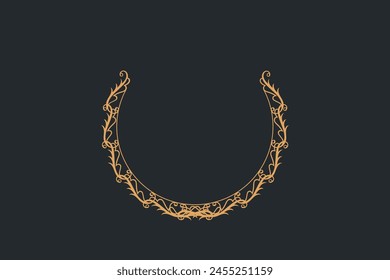 Art frame border circle gold color ornament background