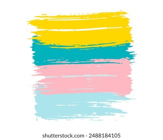 Marco de arte con pincel trazo de pintura en colores pastel. Ilustración vectorial
