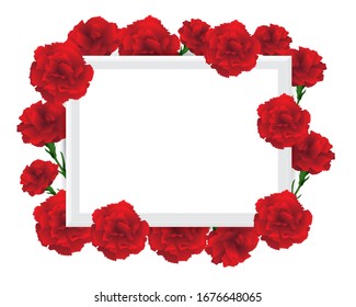 art frame with carnations illustration