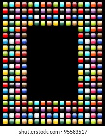 Art frame decorated from glossy buttons