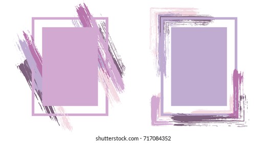 Art frame isolated on white set vector collection.  Grunge border with painted brushstrokes background collection. Painted frames advertising graphics design templates for banner, flyer, poster, card.