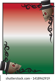 Art Frame Layout Skull Day of the dead. Hand drawing and make graphic vector.