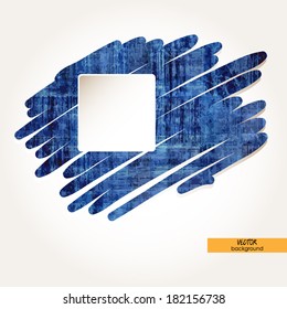 art frame on blue watercolor background with space for text