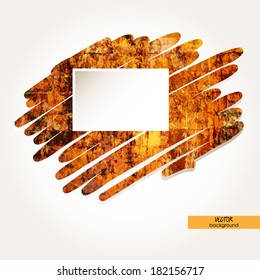 art frame on orange and brown watercolor background with space for text
