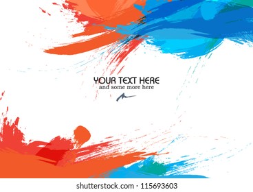 art frame vector with brush strokes - vector illustration