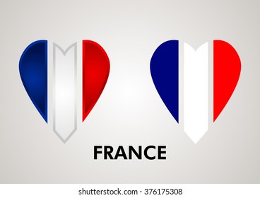 Art France flag heart set vector