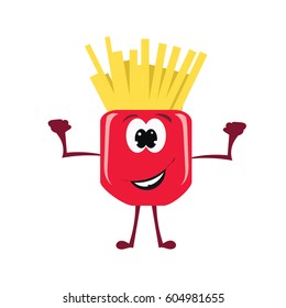 The art of the french fries . Vector illustration with abstract handmade icons placed on the white background. Styled food attributes of different sizes on the white background.