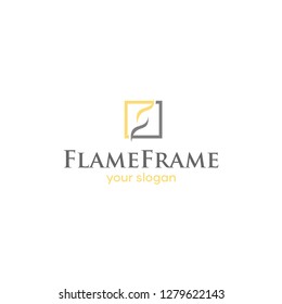 Art Gallery Elegant Flame Frame Creative Design Studio Logo Idea