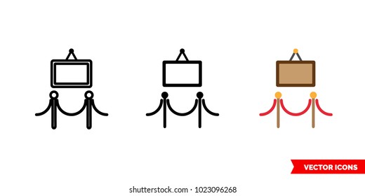 Art Gallery Icon Of 3 Types: Color, Black And White, Outline. Isolated Vector Sign Symbol.