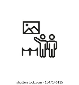 Art gallery line icon. Visitors, pictures, exhibition. Museum concept. Vector illustration can be used for topics like art, culture, tourism