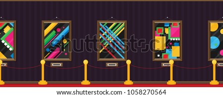 art gallery in the museum in flat style a vector