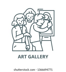 Art gallery,painter,artists line icon, vector. Art gallery,painter,artists outline sign, concept symbol, flat illustration