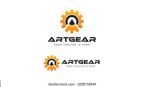 Art Gear Logo Template, Pencil Logo, Gear Logo, Premium logo perfect for your company.