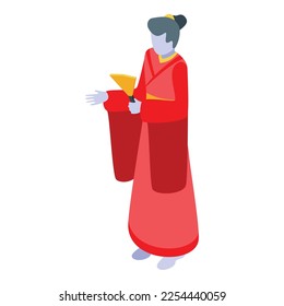 Art geisha icon isometric vector. Woman face. Lady hair