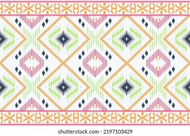 Art of Geometric vector ikat pattern. Ethnic Seamless pattern in tribal, folk embroidery, Mexican style. Ikat Aztec art ornament print.Design for carpet, wallpaper, clothing, wrapping, fabric, rug