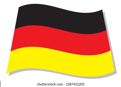 Art of German flag and shadow on white background.