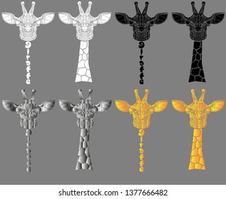art giraffe from arbitrary geometric shapes with spirals for logo or print