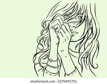Art of girl posing vector for card, decoration, illustration