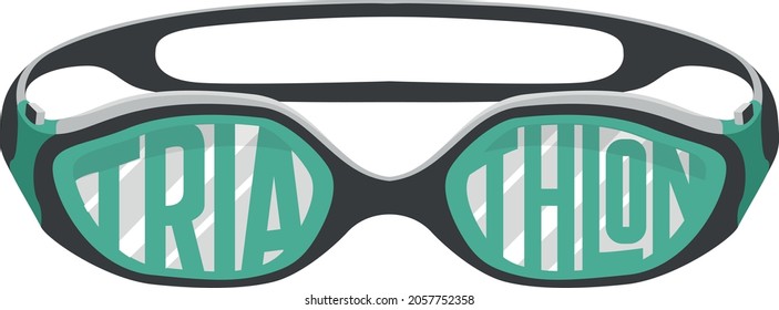 art with glasses of triathlon and lettering
