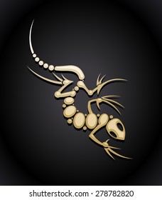 Art golden logo with  lizard.