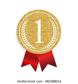 Art Golden Medal Icon Sign First Place. Vector Illustration EPS10
