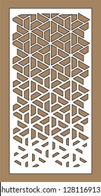 Art gradient sheet.Laser cutting. Arabesque vector panel.  Template for interior partition in arabic style. Ratio 1:2