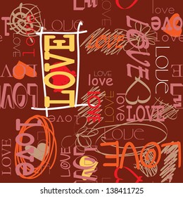 art graffiti vector seamless pattern, background  with love and heart