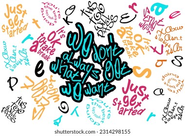 graffiti de arte patrón de eslogan de pared con color de neón, tinta de escoba seca eslogan artístico moderno de caligrafía, tipografía arte callejero graffiti slogan imprimir 