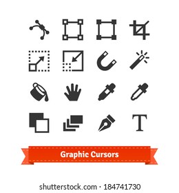 Art And Graphic Designer Cursors Icon Set. EPS10 Vector.