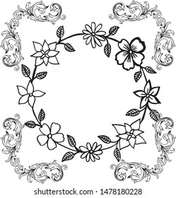 Art graphic of leaf flower frame for template of card. Vector