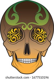 Art Graphic Skull Tattoo. Hand drawing and graphic vector.