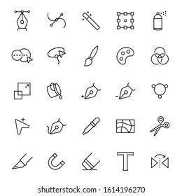 Art and graphic vector designer cursors icon set in line style.