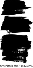 Art graphics shapes elements. Abstract black paint ink brush stroke for your design use. Modern banners template set. Grunge vector illustration background. 