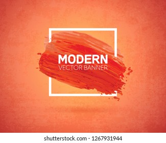 Art graphics shapes elements. Brush paint ink stroke design over square frame. Grunge vector illustration background. Good for headline, logo, poster, message, sale banner, flyers, brochures etc.