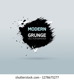 Art graphics shapes elements. Brush paint ink stroke design over triangle frame. Grunge vector illustration background. Good for headline, logo, poster, message, sale banner, flyers, brochures etc.