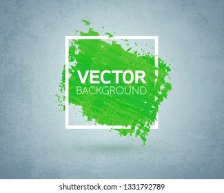 Art graphics shapes elements. Brush paint ink stroke design over square frame. Grunge vector illustration background.