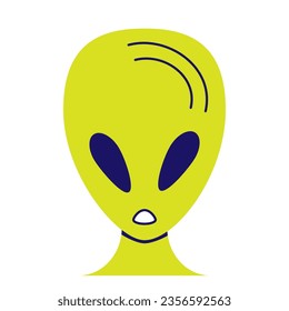 art green and gray cartoon alien character. 8 bit pixel alien. vector illustration. UFO. Creature. Face. Cartoon.
