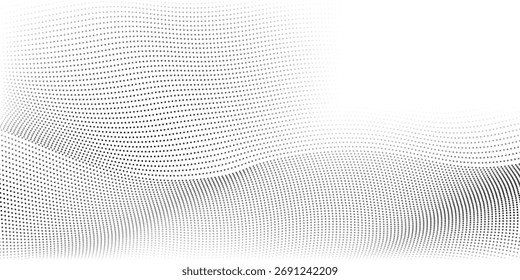 Art Halbton Hintergrund mit welliger Oberfläche aus grauen Punkten auf weiß abstrakt einfache Kunst modern