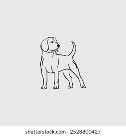 Art Hand Draw Illustration Dog Outline Clean Background