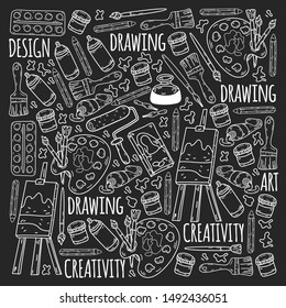 Art hand lettering and doodles elements. Vector illustration