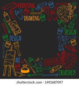 Art hand lettering and doodles elements. Vector illustration
