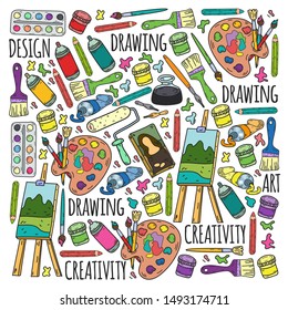 Art hand lettering and doodles elements. Vector illustration