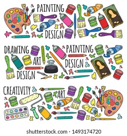 Art hand lettering and doodles elements. Vector illustration
